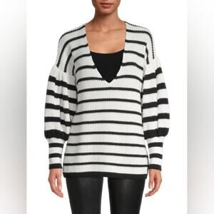 Caroline Constas oversized striped balloon sleeve sweater size XS